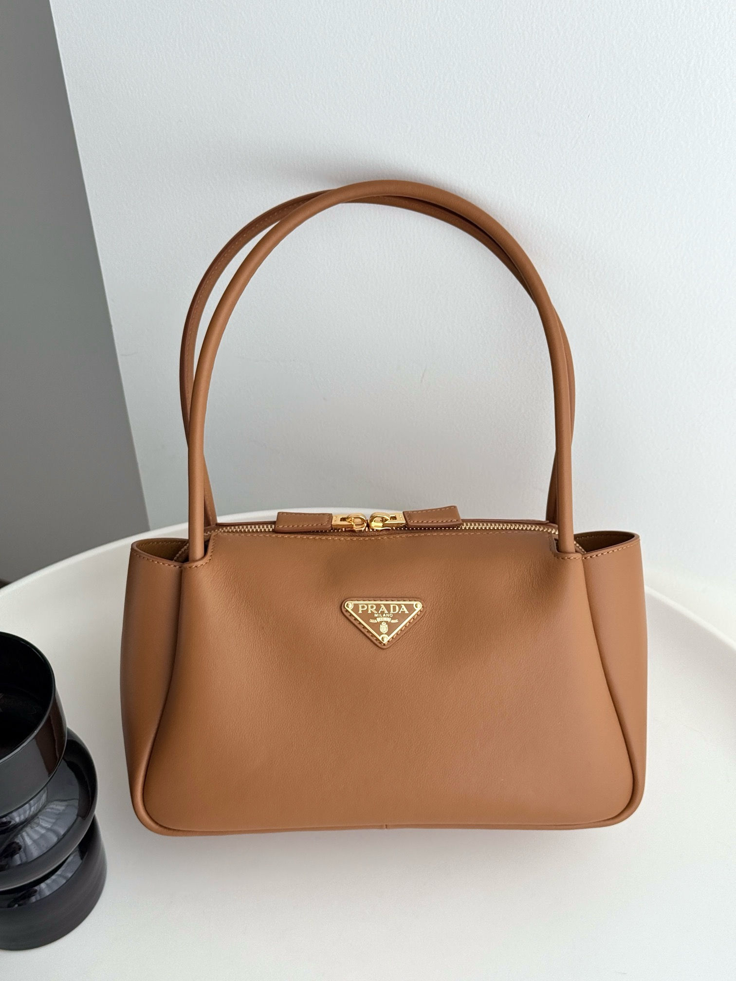 PRADA LEATHER SHOULDER BAG