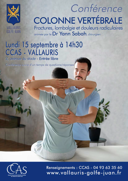 Conférence sur les pathologies du rachis au CCAS de Vallauris – 15/09/2025