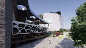 an artist 's impression of a futuristic building