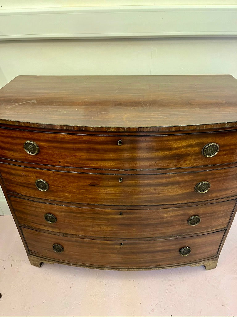 Thumbnail: An Early 19th Century Bow Front Mahogany Chest
