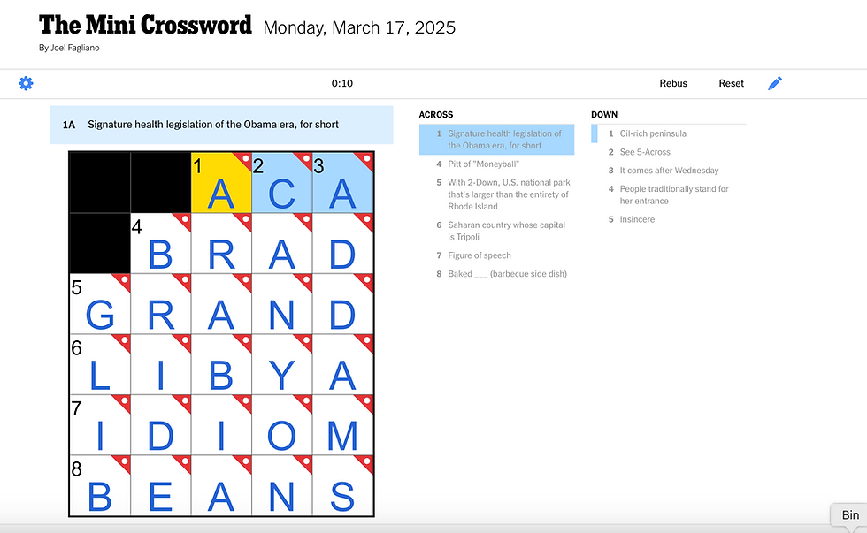 The Mini Crossword March 17, 2025 ANSWERS