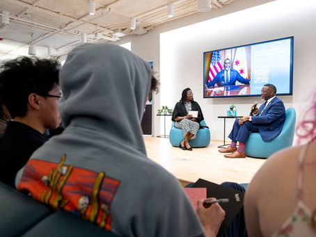 Mayor Brandon Johnson visits Columbia College Chicago to engage in Q&A with students April 24, 2026.