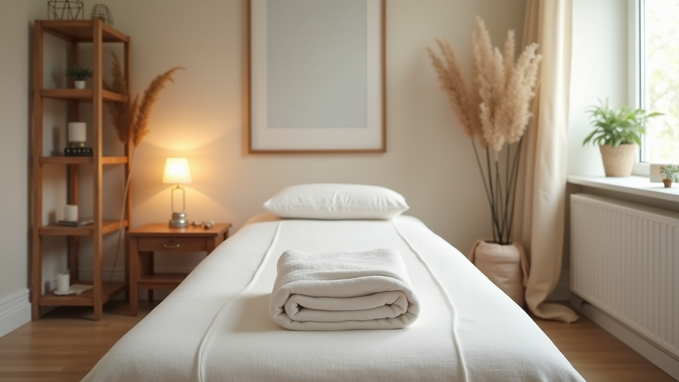 Eye-level view of a serene therapy room with calming decor