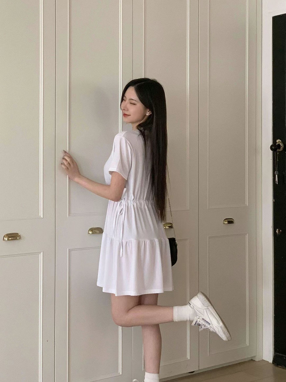 縮圖：小個子款式～莫代爾親膚綁帶蛋糕連身裙