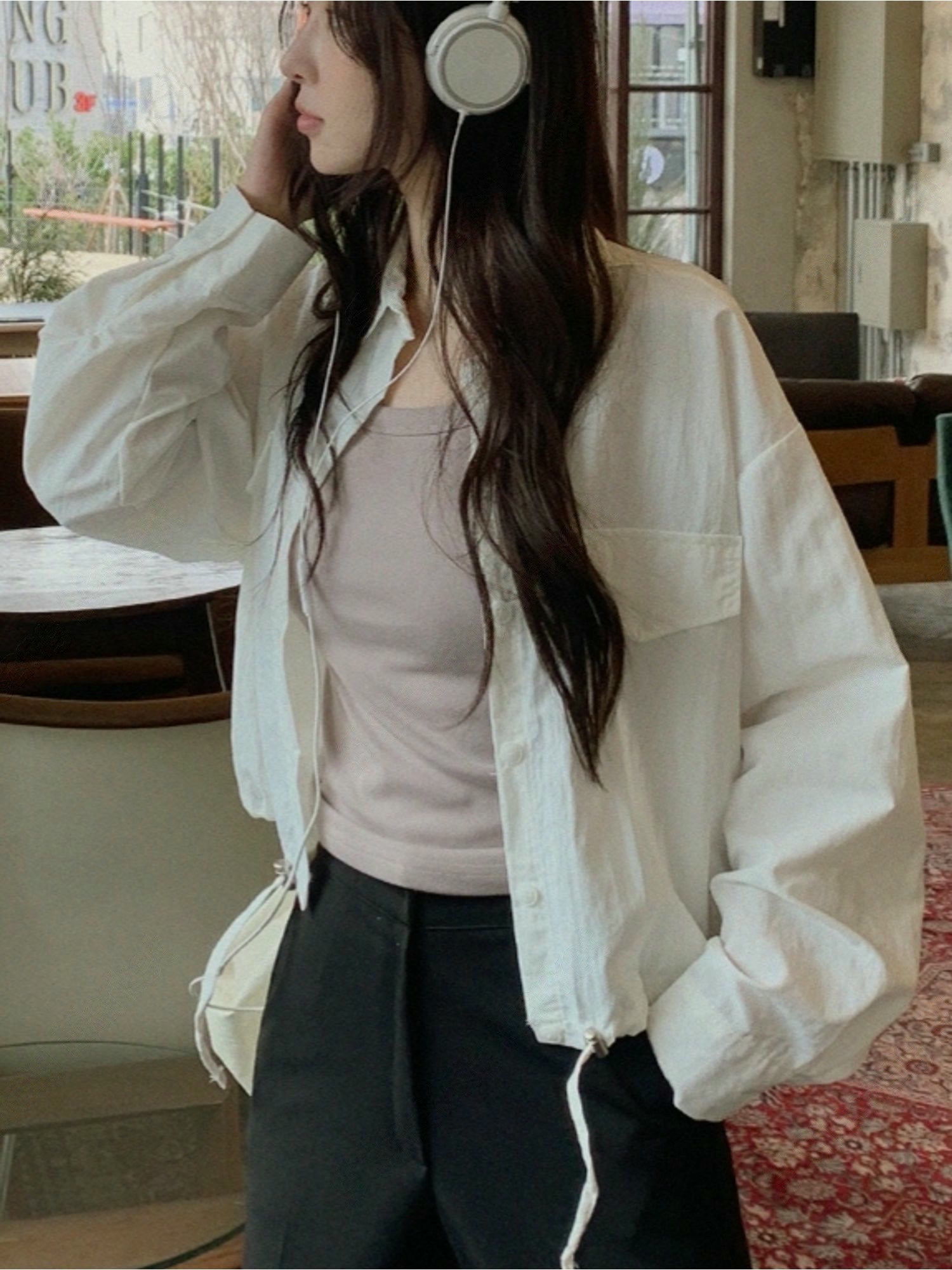 腰位索繩翻領風褸外套