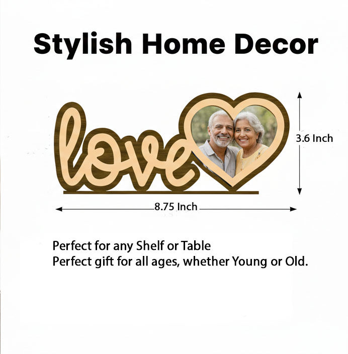 Thumbnail: Wooden Love Heart Photo Frame for Anniversary, Wedding and Valentine's Day