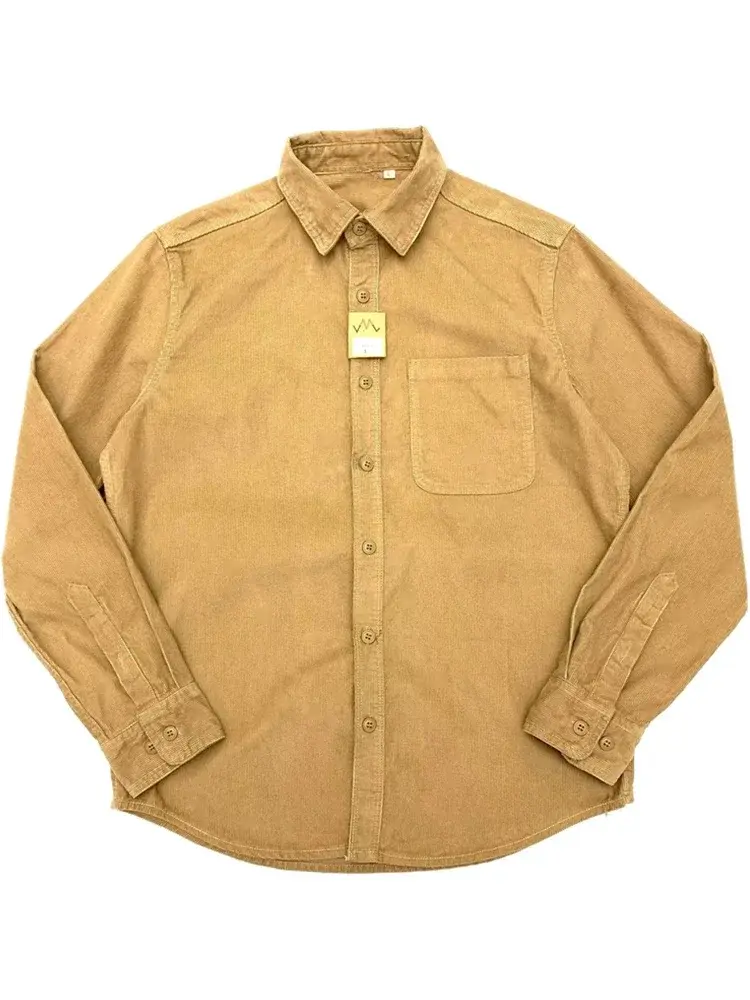 New Men's Casual Corduroy Long Sleeve Shirt Vintage Loos