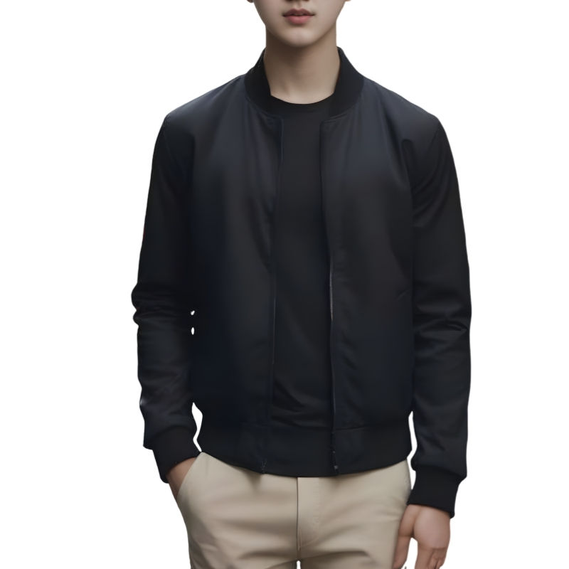 Thumbnail: 2025 Spring and Autumn New Baseball Collar Short Loose Solid Color Jacket Men's 