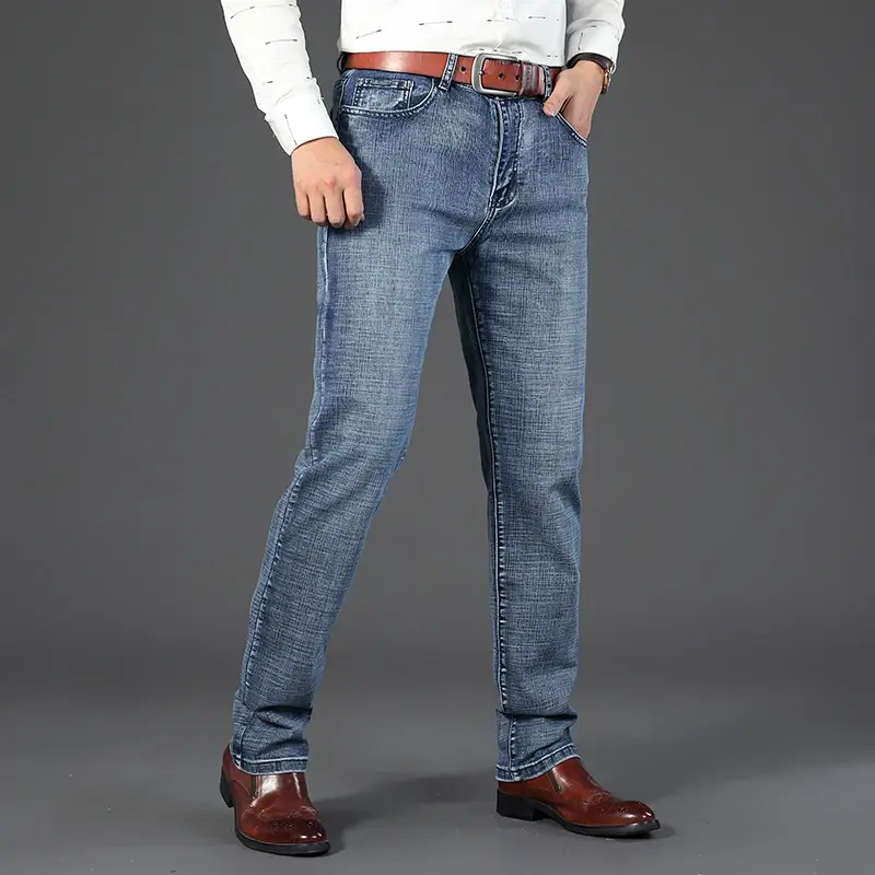 Thumbnail: Wthinlee New Business Men's Jeans Casual Straight Stretch Fashion Classic Blue B