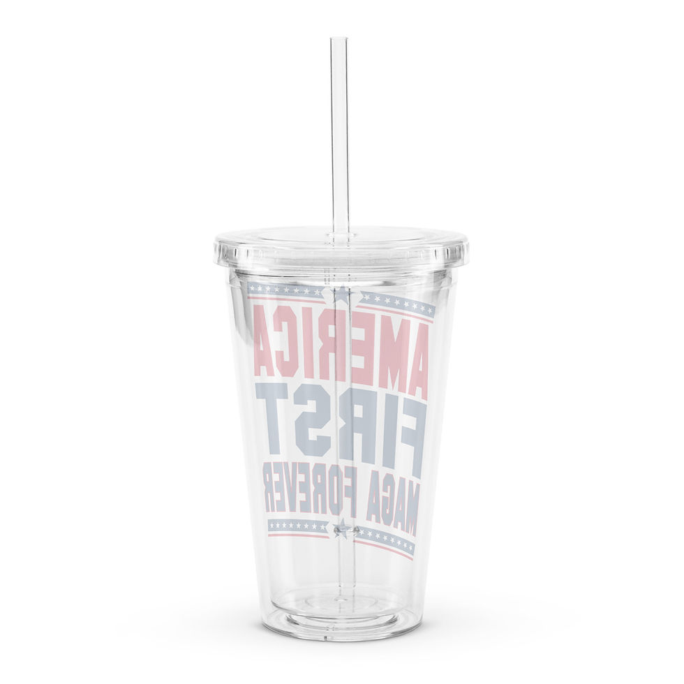 Thumbnail: AMERICA FIRST MAGA FOREVER Clear plastic tumbler