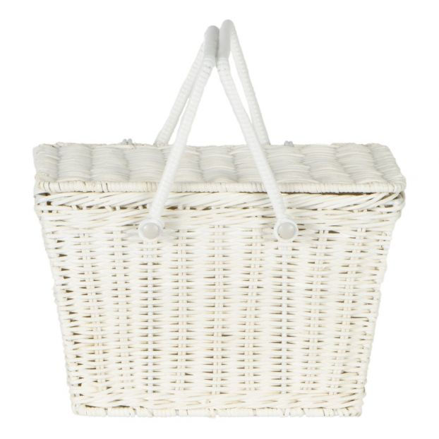 Panier à clapet en rotin Piki Blanc - Olli Ella