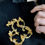 Thumbnail: Gold Baroque Brooch with Rose Quartz