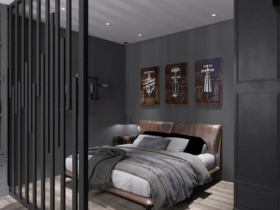 This apartment project embodies the spirit of modern industrial design — raw, confident, and deeply atmospheric. Through a deliberate use of dark tones, tactile materials, and strong geometry, the interior achieves a balance between boldness and comfort, reflecting the personality of a modern city dweller.