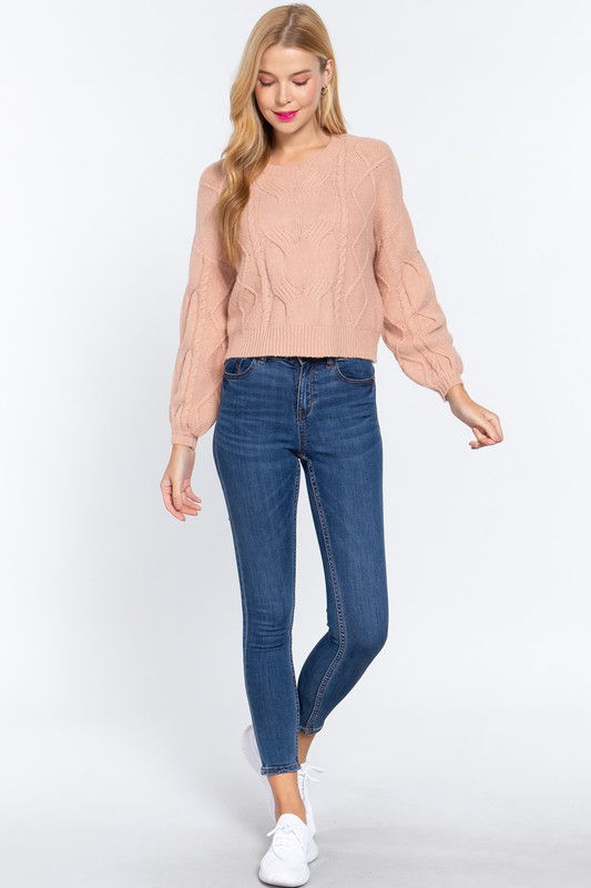 Miniatura: Sweater Tejido Trenzado Cuello Redondo