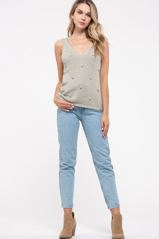Miniatura: Blusa sin Mangas Tipo Sweater con Pompones