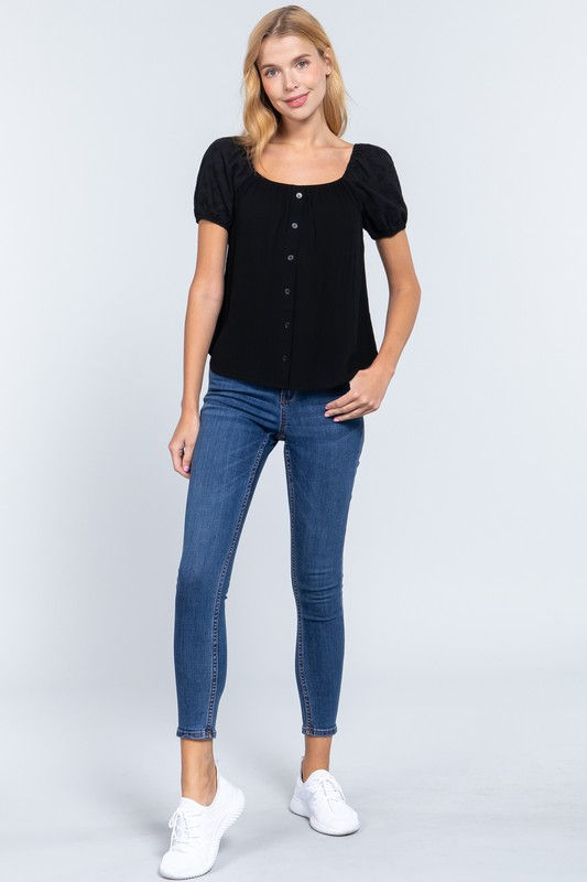 Miniatura: Blusa de Botones con Manga Puff