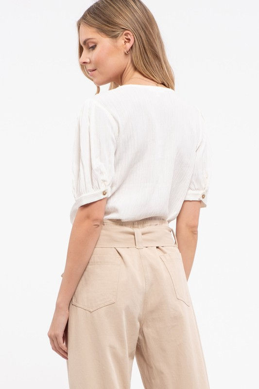 Miniatura: Blusa de Botones y Bolsillos Frontales