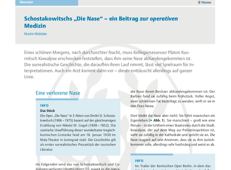 Schostakowitschs "Die Nase" - ein Beitrag zur operativen Medizin