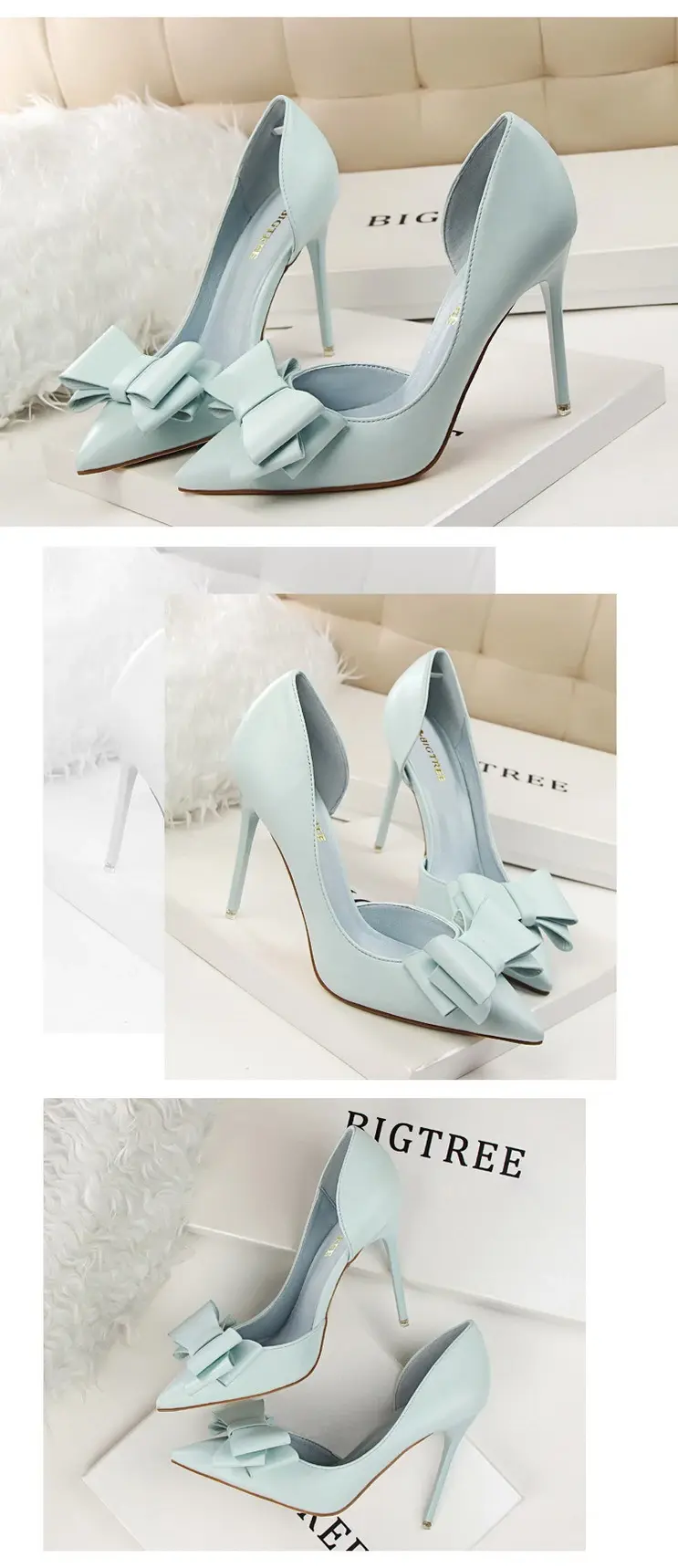 Miniatura: Spring Party Elegant Pink Butterfly-Knot High Heels Women Fashion Wedding Dress 