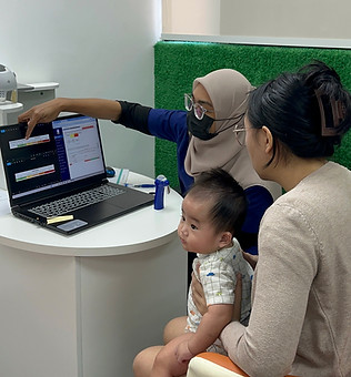Clinician guiding patient
