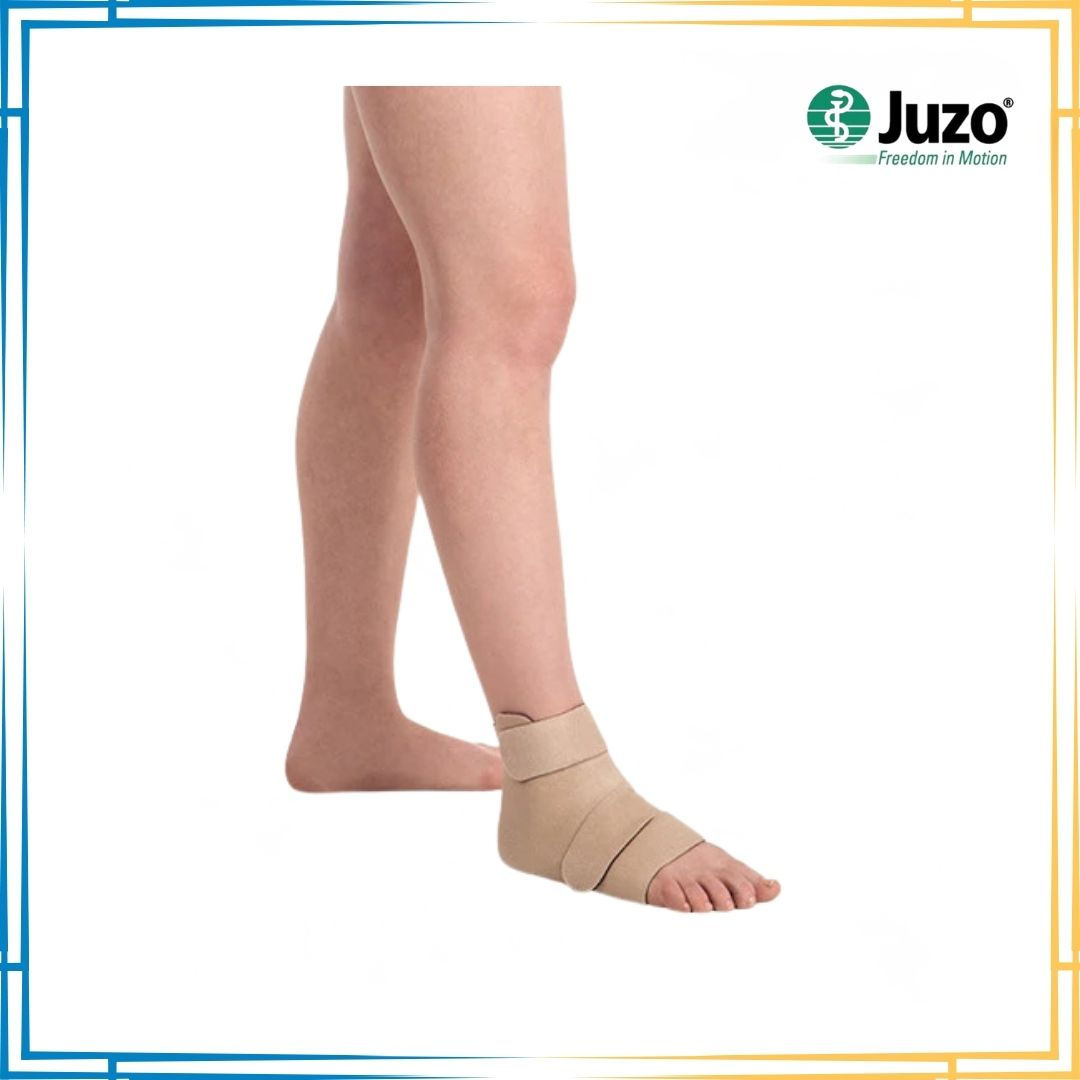 Leg with Juzo ankle support