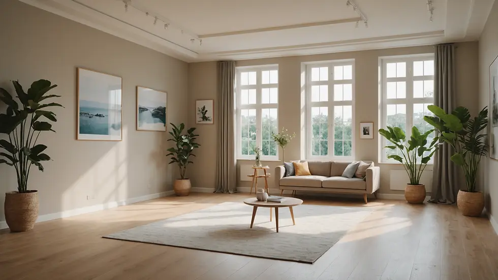 Eye-level view of a serene coaching space with calming decor
