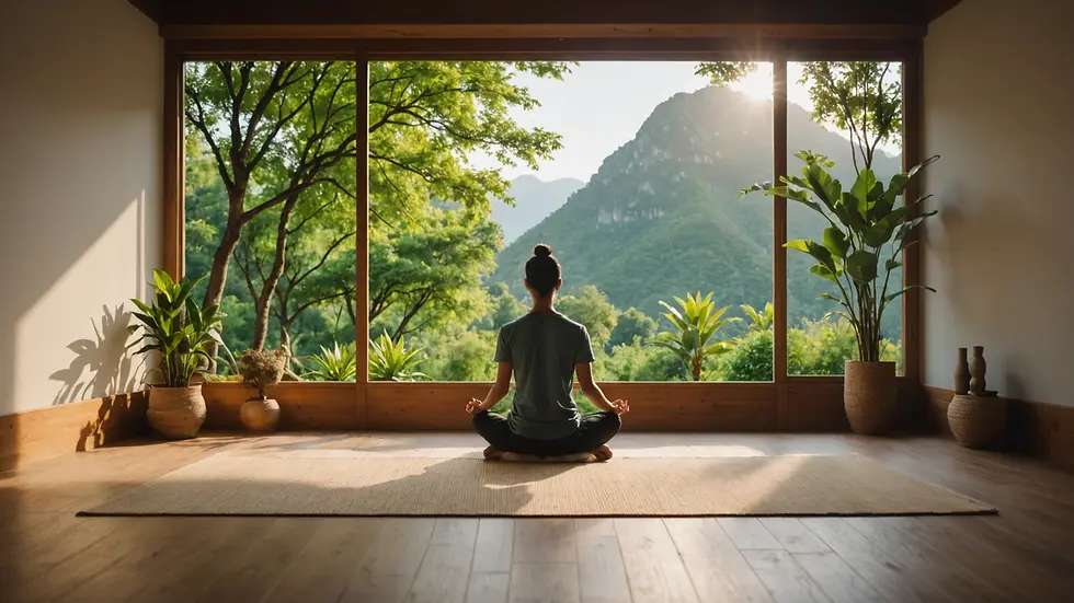 Eye-level view of a tranquil meditation space