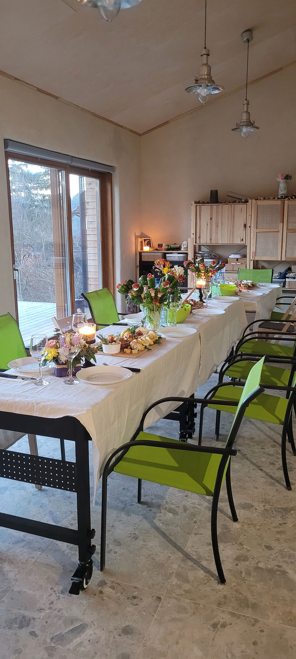 Craft Place interior - friends dinner table