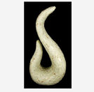 Off white hook with brown flecks, glass mosaic sculpture. 