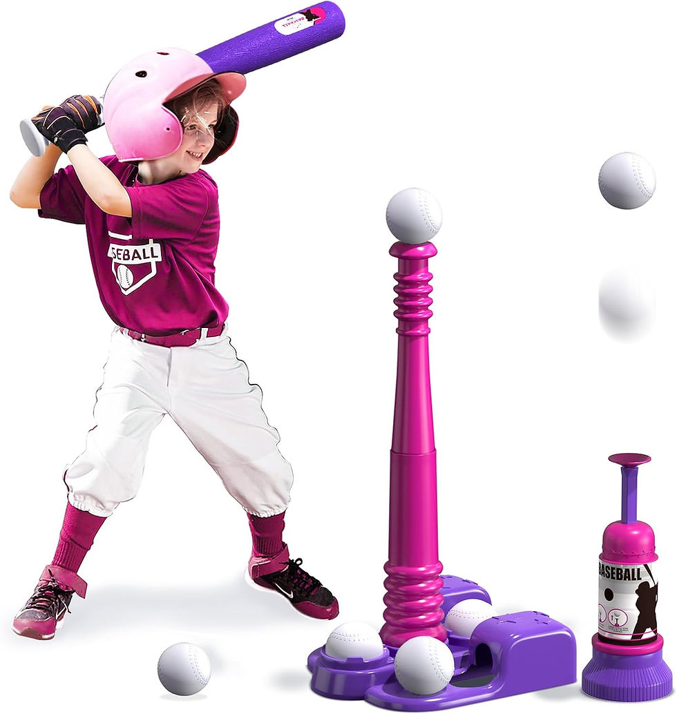 QDRAGON 2 in 1 Kids Baseball Set with Adjustable Batting Tee/Automatic Pitching