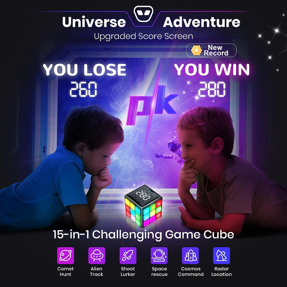 थंबनेल: Xinbeiya Rechargeable Game Handheld Cube, 15 Fun Brain & Memory Game with Score