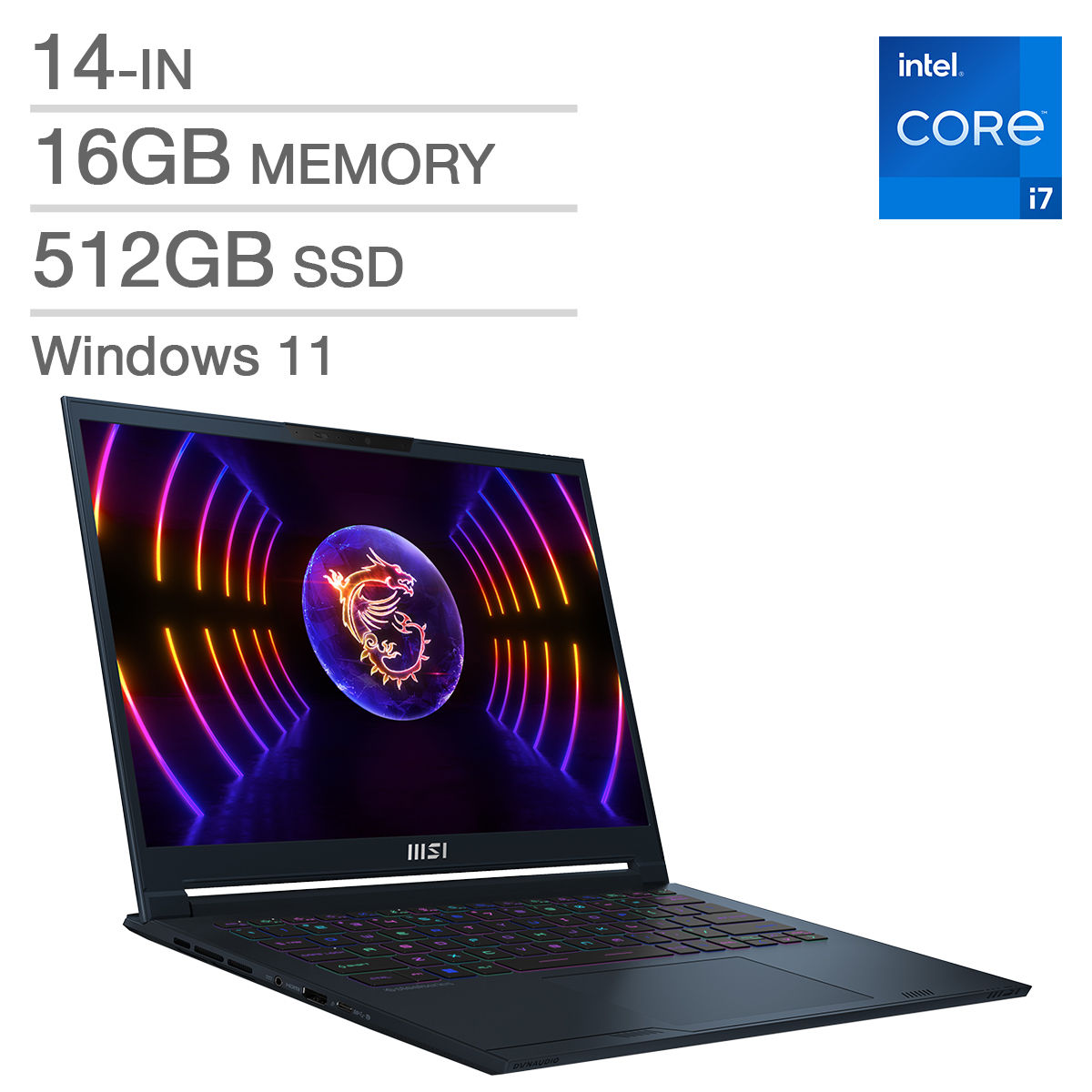 MSI Stealth 14 in. Gaming Laptop, Intel Core i7-13620H - 16GB RAM, 512GB SSD, 6