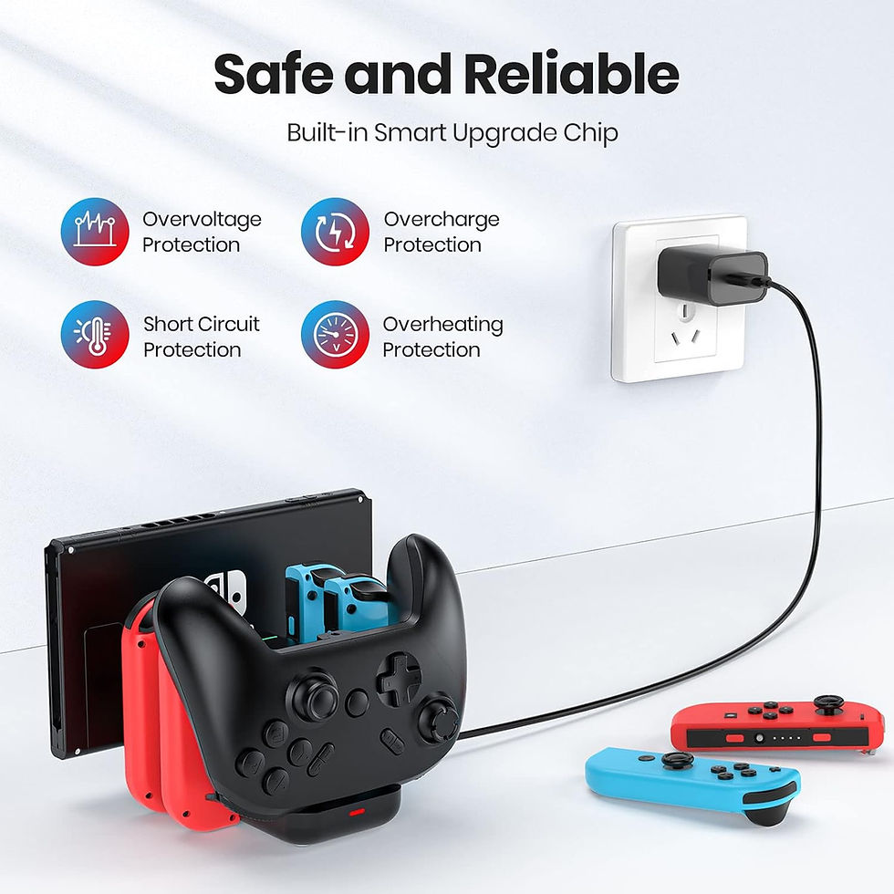 Küçük resim: Switch Controller Charger Dock for Joy Cons and for Pro Controllers, 6-in-1 Fas