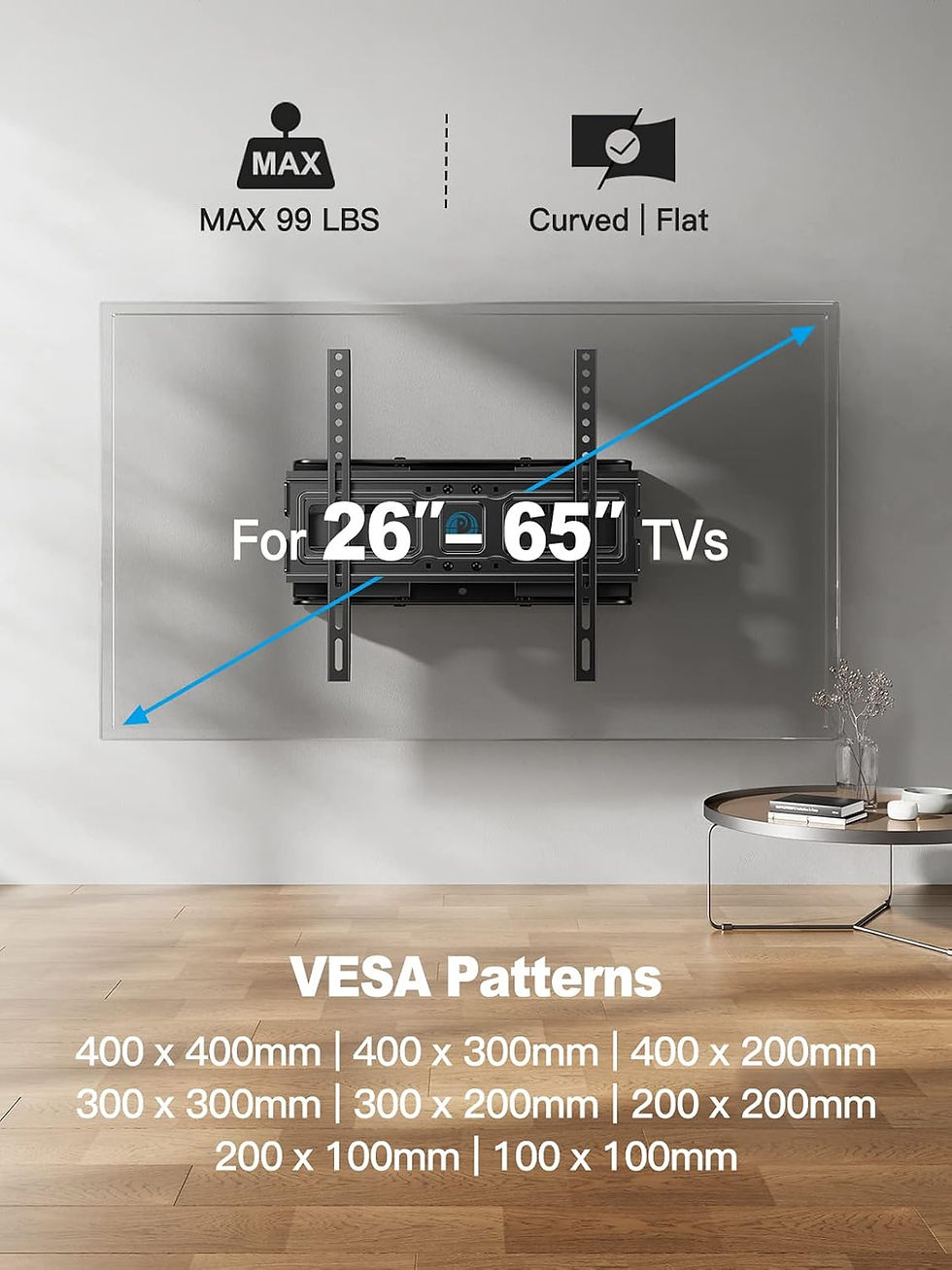 थंबनेल: Pipishell Full Motion TV Wall Mount for 26-65 inch TVs, up to 99lbs and VESA 40