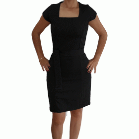 Vestido preto com cinto e  manga japonesa 2-280x280