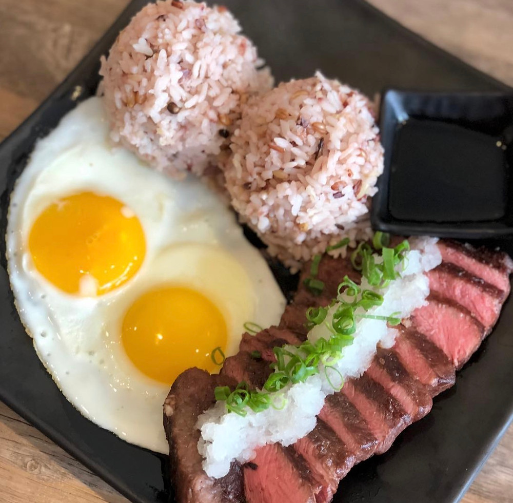 Steak and Eggs with rice