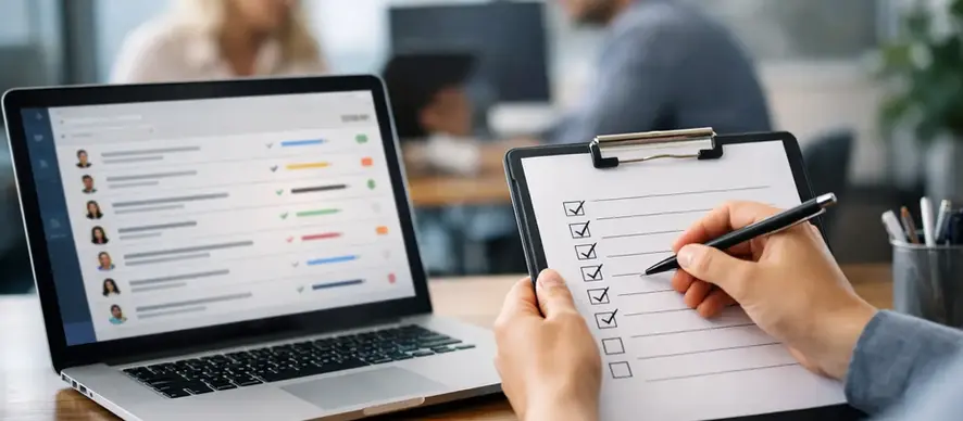 Tracking employee tasks on a dashboard showing task status and photo proof