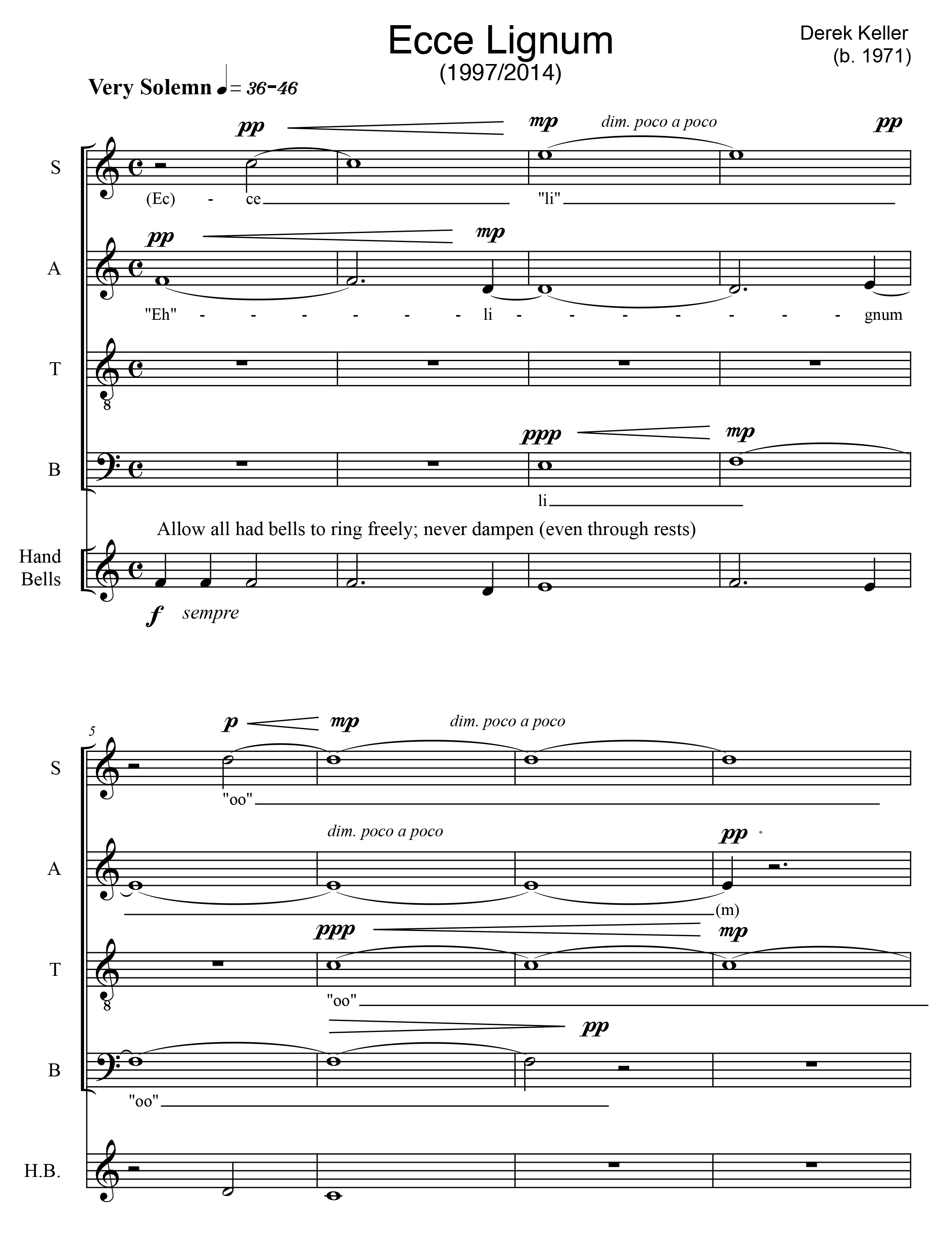 Ecce Lignum Crucis (1997/2014) for choir a cappella (and optional handbells)