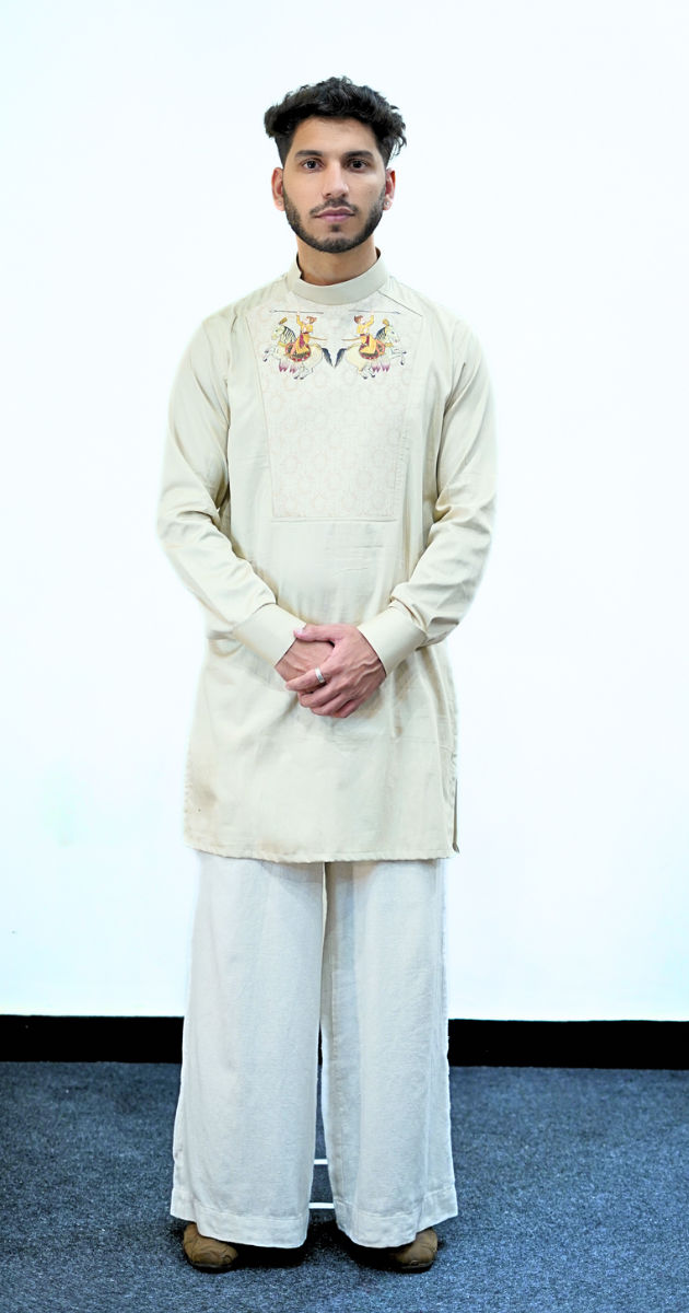 Mens Cotton Hand Paint Kurta