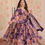 Thumbnail: Russian Silk Digital Print Gheredar Indian Gown with Embroidered Sequins Work