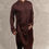 Thumbnail: Men's Brown Silk Drape Kurta