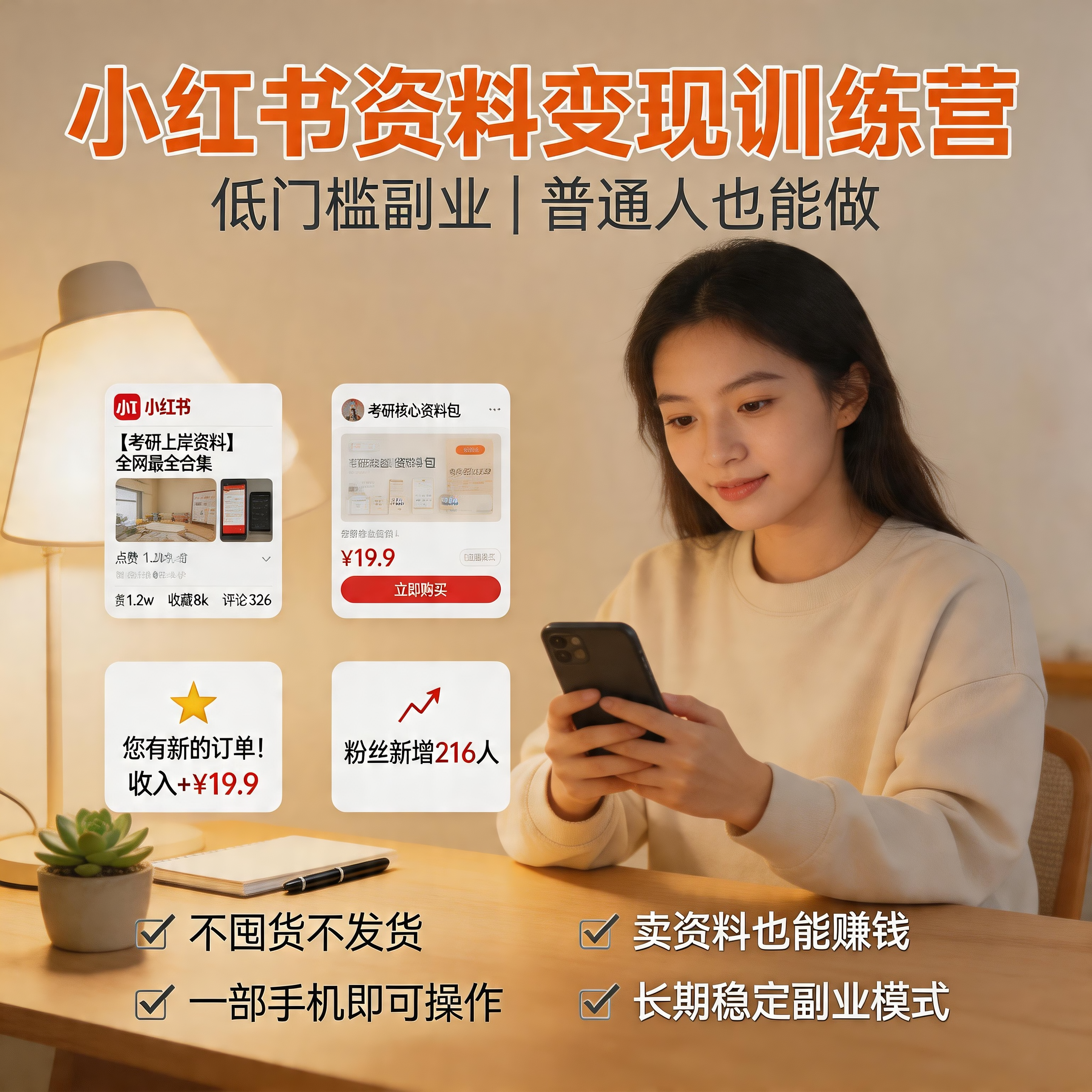 小红书资料变现训练营|低门槛副业项目,0基础也能开始