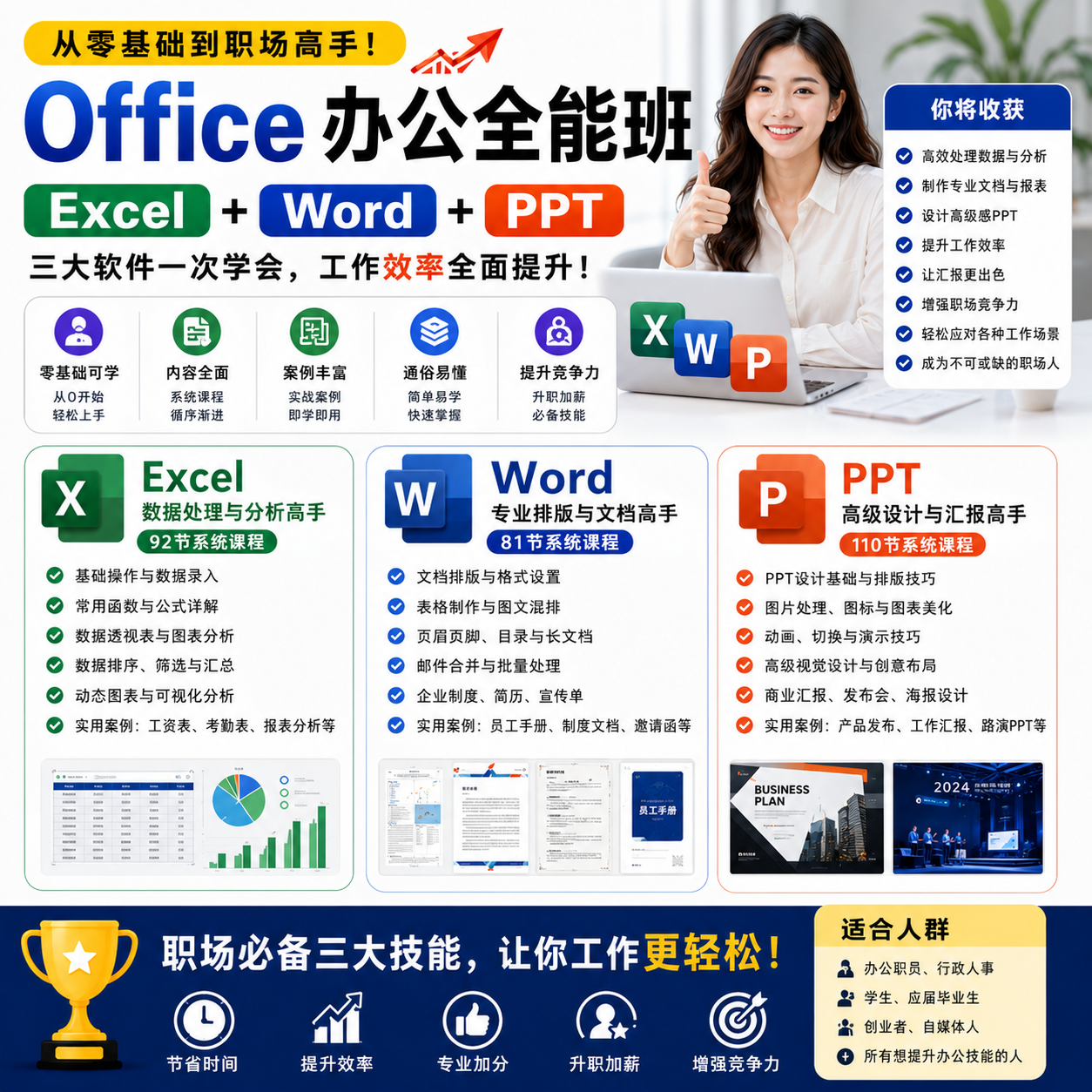 Office办公全能班:Excel+Word+PPT一次学会