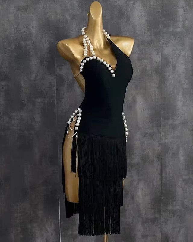 Classy black fringe dress