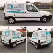 Marquage adhésif sur utilitaire blanc