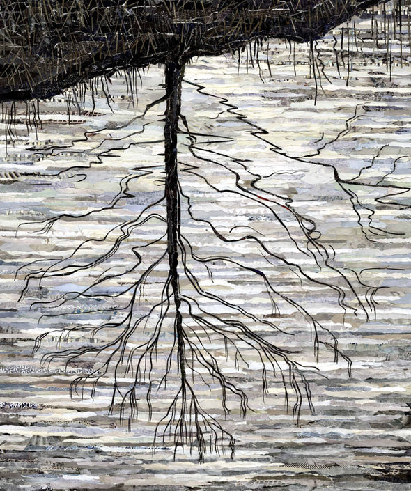 Collage of reflections of a tree