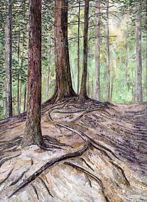 Collage of trail in woods