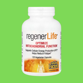 Natural Factors REGENERLIFE 120 Veg Caps Optimize Mitochondrial Function. Supports Cellular Energy Production (ATP) Helps Reduce Fatigue.