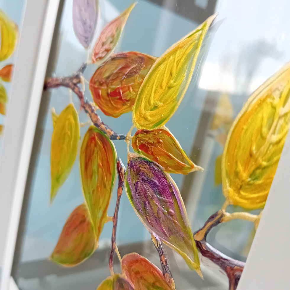 Thumbnail: 'The Last Leaves' Hand Painted  Candle Lantern