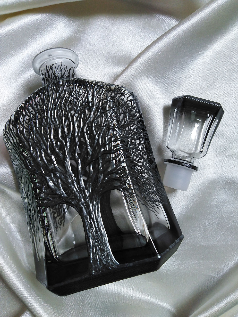 Thumbnail: 'Winter' Hand Painted Art Decanter Set with 2 x Glasses